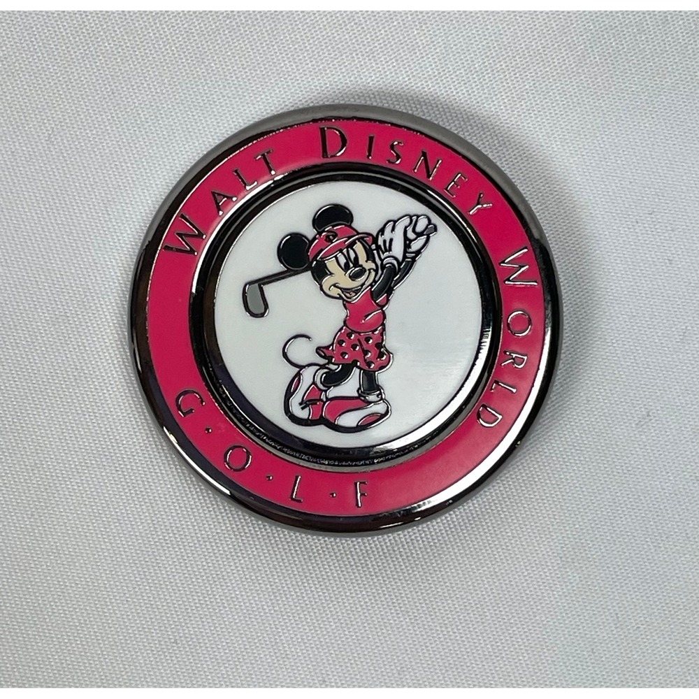Walt Disney World Golf Ball Marker Minnie Mouse Magnetic Coin Pink